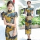 thumbnail image 3 of Qipao de estilo chino para mujer, vestido largo de satén de manga corta a la moda para desplazamientos diarios, vestido elegante de gama alta 2021 2020, 3 of 5