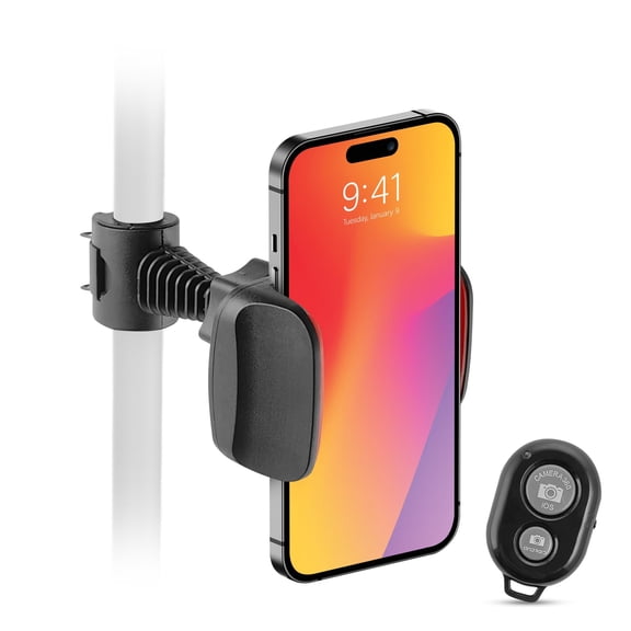 iDance MS1820 Universal Cell Phone Holder with Easy Lock and Bluetooth Remote Control Phone Mount with Clamp Camera and Mobile Phone Holder for Car
