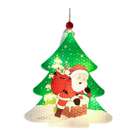 

Ounabing Christmas Tree Light-emitting Pendant LED Santa Claus House Hotel Bar Decorations