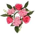thumbnail image 1 of Coronas de anillos con velas navideñas, minicoronas, centro de mesa, guirnalda navideña, portavelas para el hogar y la sala de estar , Rosa Rosa, 1 of 9