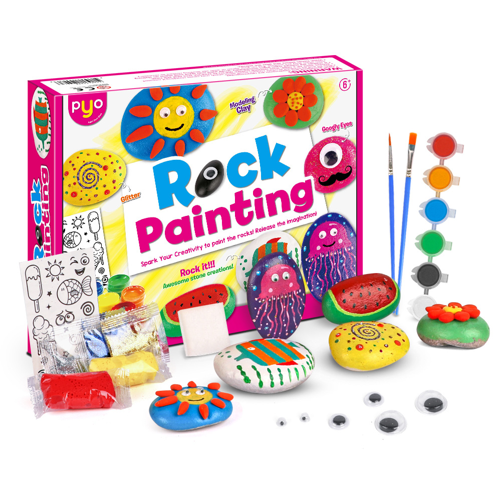 Set de peinture sur pierre pour enfants, set d'accessoires de peinture colorés, créativité, arts et artisanat ONE SIZE