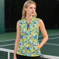 thumbnail image 4 of KEIAHUAN Blue Butterfly Womens Sleeveless Golf Shirts Moisture Wicking 1/4 Zip Up Lemon Print Athletic Shirts Breathable Soft Racerback Tennis Sport Tops with 2 Side Pockets, 4 of 7