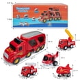 thumbnail image 2 of 5 in 1 Macaron Colors Removable Toy Semi Truck Transport Car Carrier Cargo Toy Set With Sounds & Lights Friction Powered Wheels Engineering Vehicles Hauler Gift For Kids, 2 of 7
