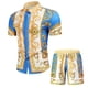 thumbnail image 3 of Conjunto de 2 piezas de camisa abotonada de lujo para hombre, camisa de palacio estampada de corte entallado, pantalones cortos, trajes de playa de verano hawaianos, 3 of 5
