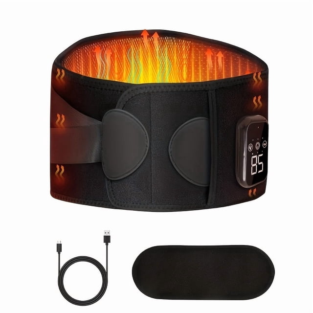 RAF Cordless Heating Massage Belt – 3 Heat & Vibration Modes, USB Rechargeable for Lower Back