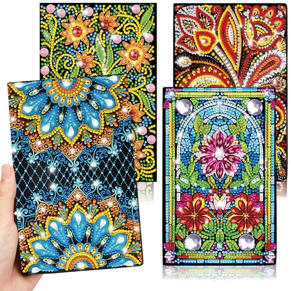 Kit de manualidades Josongslax, paquete de 4 cuadernos para pintar con diamantes en 5D