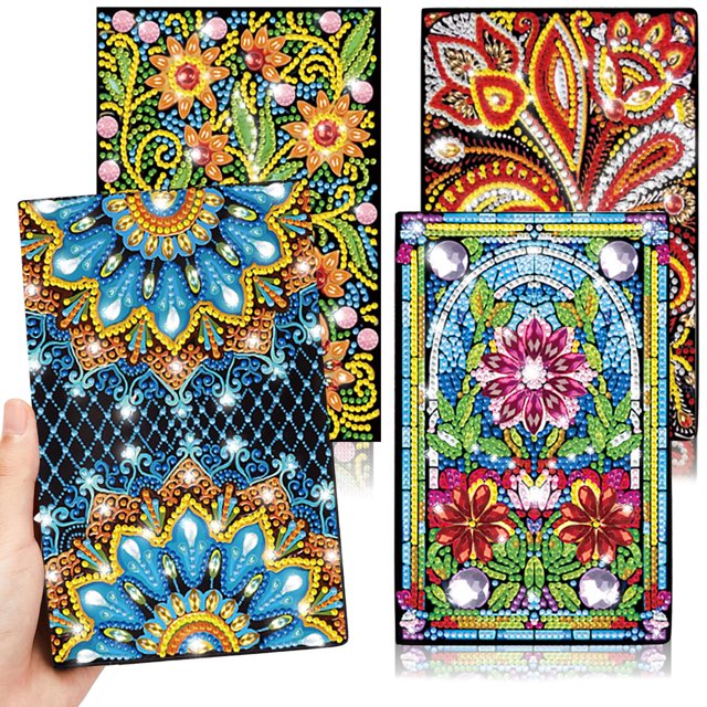 Kit de manualidades Josongslax, paquete de 4 cuadernos para pintar con diamantes en 5D