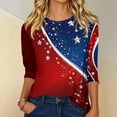 thumbnail image 3 of KDDYLITQ Womens 250th Anniversary Usa Shirts Independence National Flag Print 3/4 Sleeve Tops Causal Red White and Blue American Birthday Tees Printed Trendy Crew Neck T-Shirts Blue XL, 3 of 5