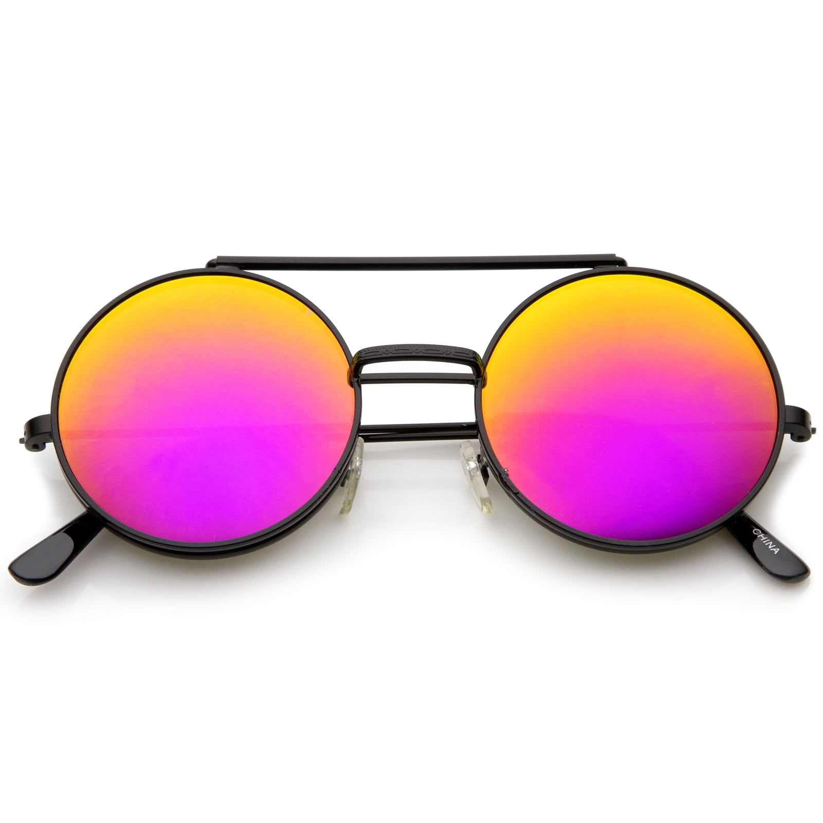 sunglass.la Mid Size FlipUp Colored Mirror Lens Round Django