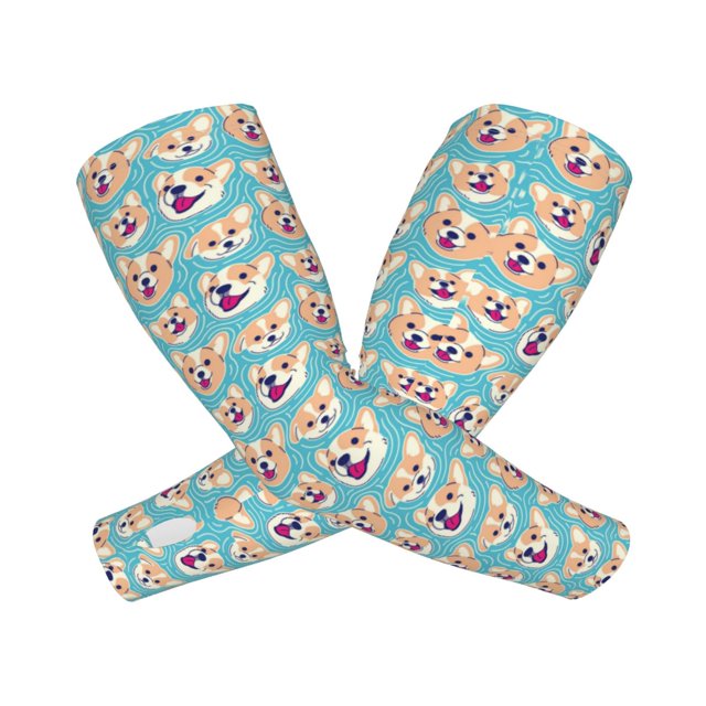 Balery Cute Corgi Head Mangas Refrescantes para Brazos para Hombre y Mujer – Transpirables y Absorbentes de Humedad para Mujeres, Hombres y Niños