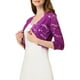 thumbnail image 4 of INSPIRAR CHIC Chaquetas de Mujer Cárdigan de Encaje Floral de Manga 3/4 Top Transparente Fucsia Púrpura M, 4 of 6