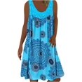 thumbnail image 3 of Vestido de playa de verano para mujer 2024 vintage estampado floral sin mangas cuello redondo vestidos sueltos plisados vestido de playa fluido, 3 of 5