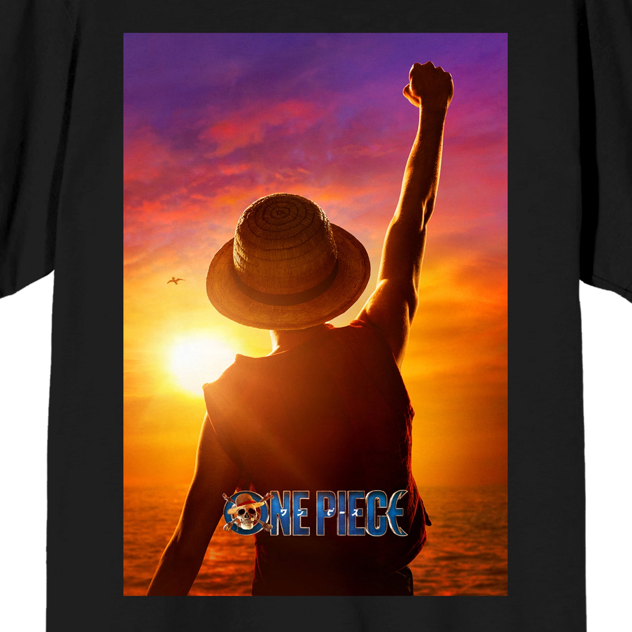One Piece (Live Action) Monkey D. Luffy Men's Black Short Sleeve Tee-3XL