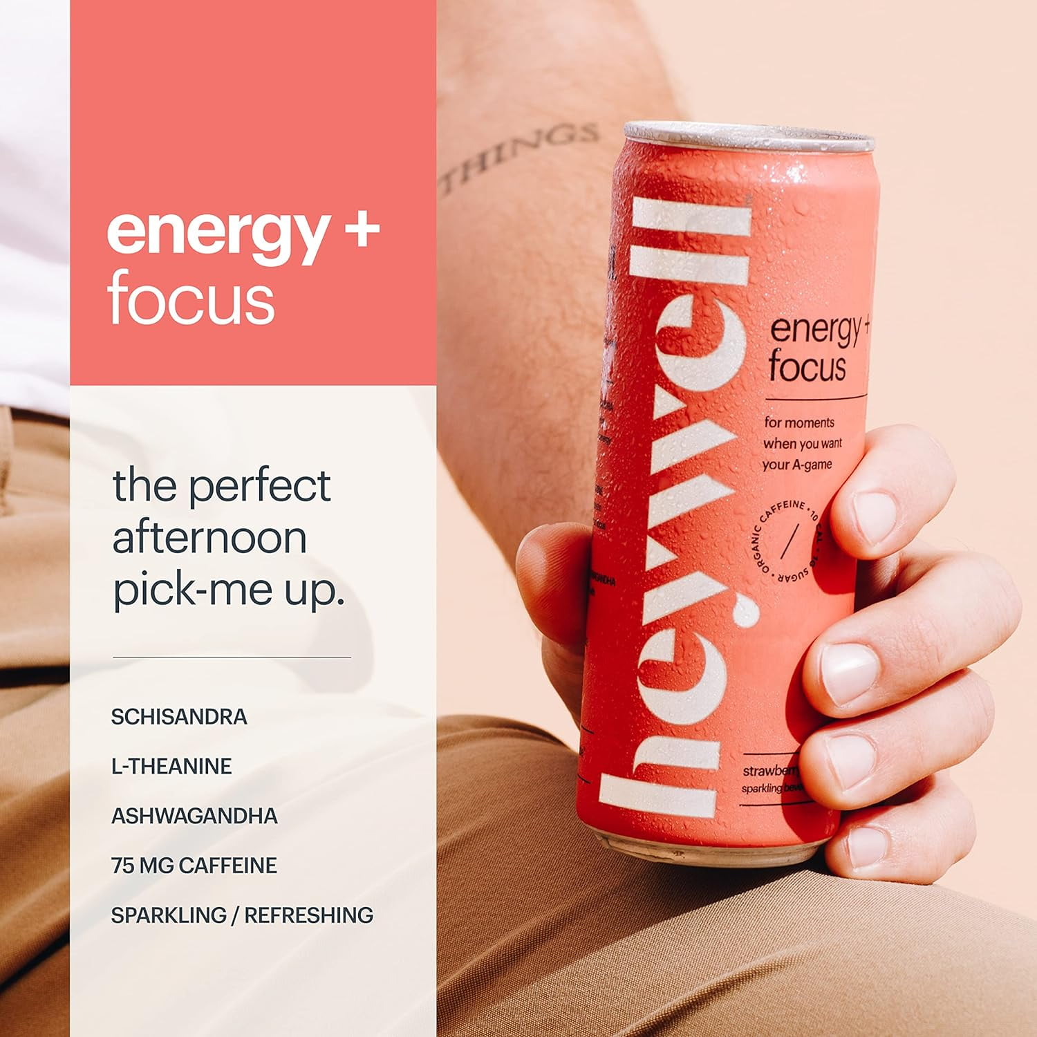 (Pack of 12), Heywell Water Energy Sparkling Strawberry Lemon, 12 oz