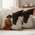 thumbnail image 3 of Women Outdoor Waterproof Throw Pillow Covers 24x24 Set of 2, Farmhouse Black Horse Country Rustic Decorative Pillowcases Cushion Pillowcase for Couch Sofa Patio Outside Pillow Protector, 3 of 9