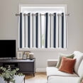 thumbnail image 5 of Navy Blue Beige Kitchen Curtains Short 54 Inch Length, Retro Simple Abstract Vertical Stripes Grommet Top Bedroom Living Room Curtains, Light Filtering Cafe Curtain Drapes 2 Panels Set 84''x54'', 5 of 9