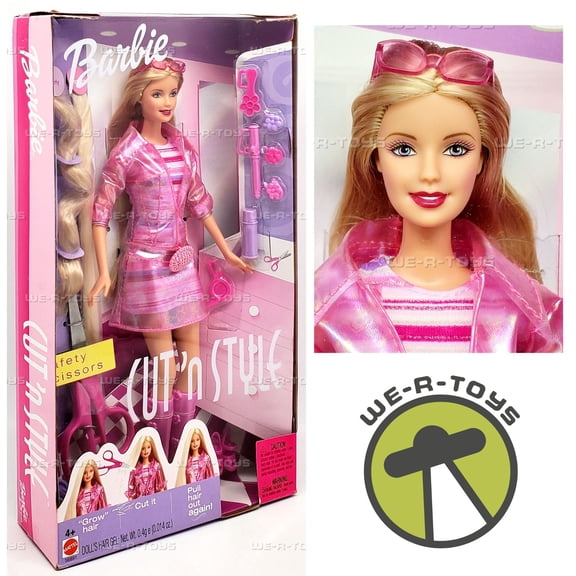 BARBIE Cut 'n Style Doll w Extra Hair Extensions, Scissors & More (2002)