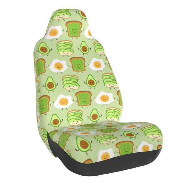 Wukai Avocado And Toast Full Set Car Seat Covers with Soft Padding Universal Auto Front Seats Protector and Cushion Mat