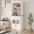 thumbnail image 5 of 70" Tall Kitchen Pantry Cabinet, Bathroom Storage Cabinets with Drawer & Glass Doors, Floor Cabinet for Office, Living Room, Dining Room, Entryway, 5 of 6