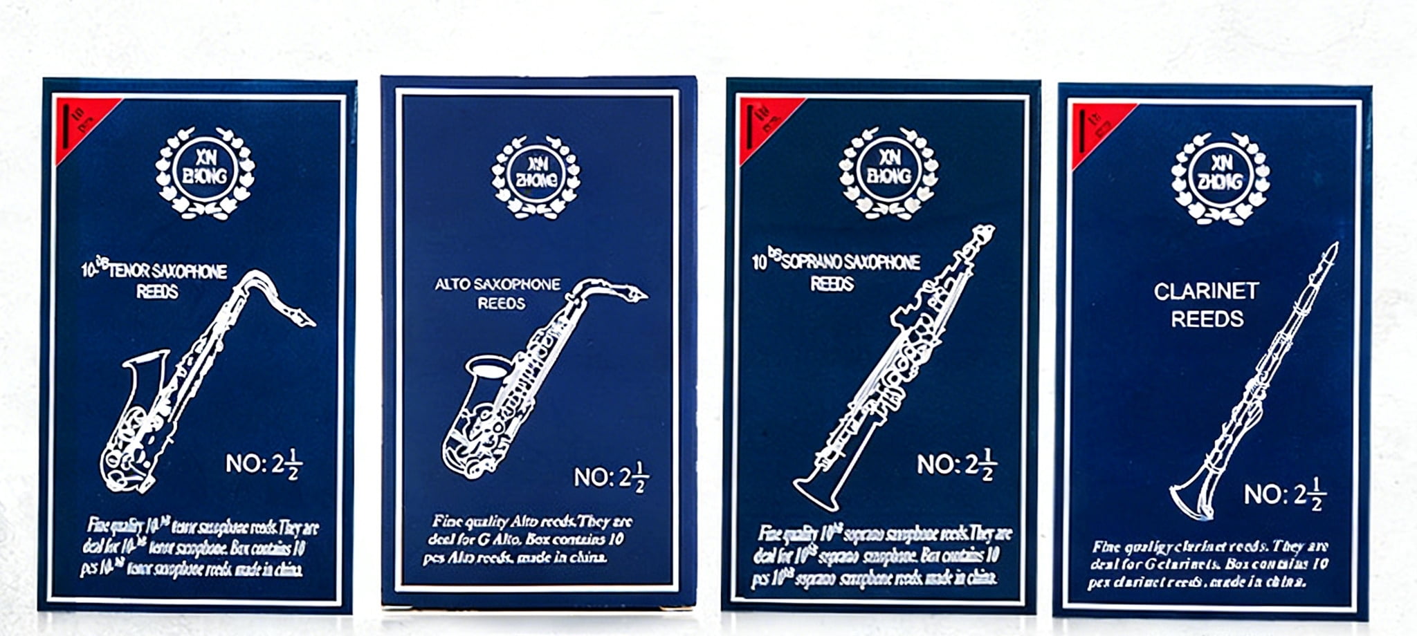 Tenor Saxophone Reeds | Strength 2.5/3.0 | Box of 10 | Premium Cane Reeds for Consistent Tone & Reliable Response