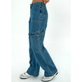 thumbnail image 2 of HOTAPEI Cargo Jeans for Women Mid Waist Jeans Wide Leg Denim Pants Casual Y2K Baggy Jeans with 6 Pockets, 2 of 5