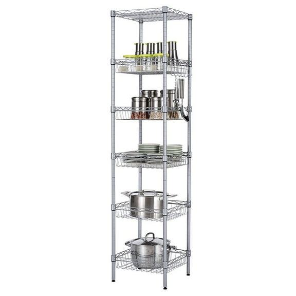 UBesGoo 6-Shelf  Wire Shelving Unit, Adjustable Steel Storage Rack Organizer for Kitchen Living Room, Capacity for 220 lbs