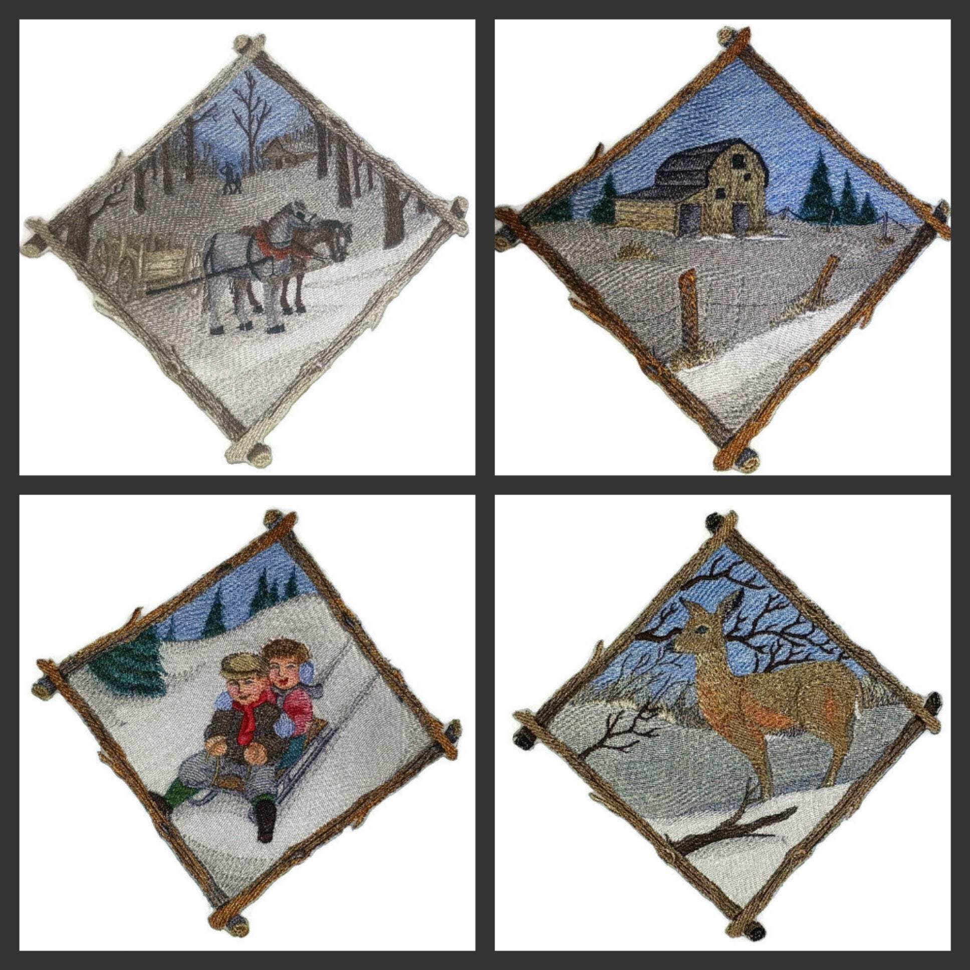 BeyondVision Custom And Unique Winter Bonanza [ Winter Barn Diamond ] Embroidered Iron on/Sew patch [7" 7"]