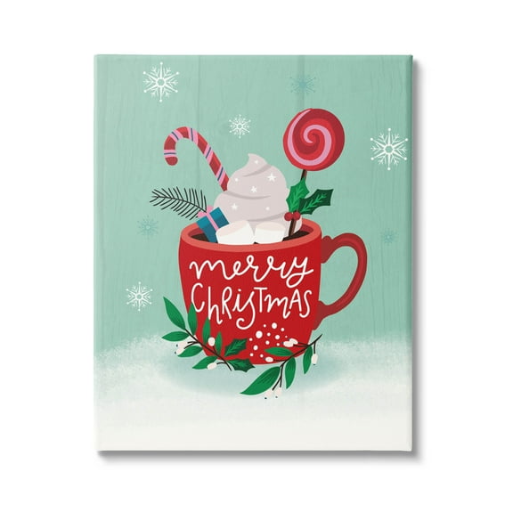 Merry Christmas Warm Cocoa Holiday Graphic Art Gallery Wrapped Canvas Print Wall Art