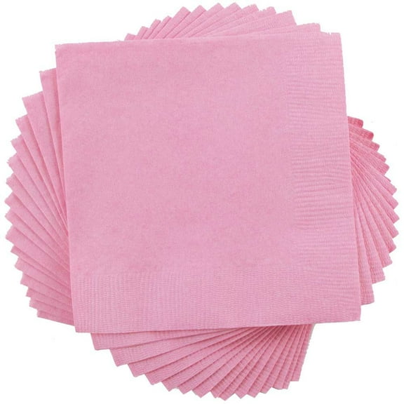 JAM Paper Small Beverage Napkins, 5 x 5, Baby Pink Pastel, 40/Pack
