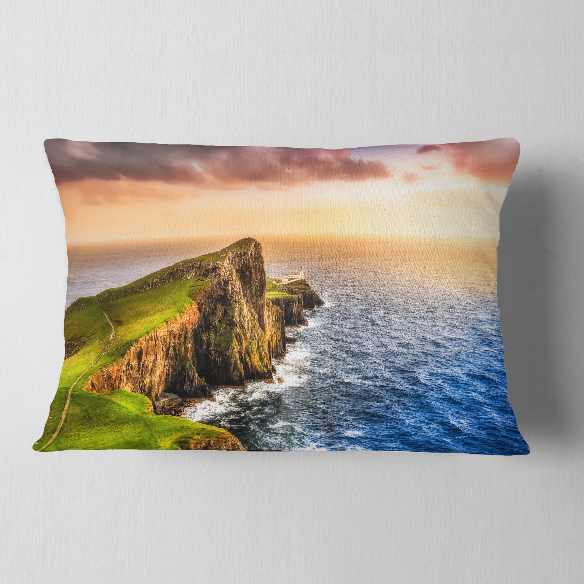 Designart Ocean Cost at Sunset - Photography Throw Pillow - 12x20