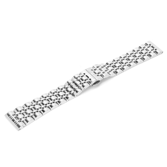 NFTIGB 21mm Replacement Stainless Steel Watch Strap Adjustable Length Watch Band Butterfly Buckle, Silver