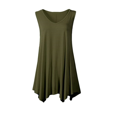 DondPO Going Out Tops for Women Corset Tops Womens Vest Extended Sleeveless V Neck Tunic TShirt Top Casual Summer Dress Loose Bottom Shirt Tank Top for Women Camisole Tops Green 1 S