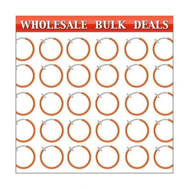 200 Rhodium Plated Non-Piercing Orange Spring Hoops (8mm) - Bulk24