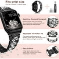 thumbnail image 2 of Bracelet Compatible with Luxury Diamond Stainless Steel Metal Watch Band with Diamond Bezel Ring Protective Case, 2 of 9