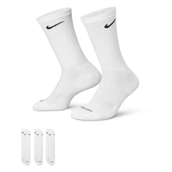 Nike Everyday Plus Cushion Crew Socks, 3 Pack – Size: Large (Men 8-12 / Women 10-13) Color: White