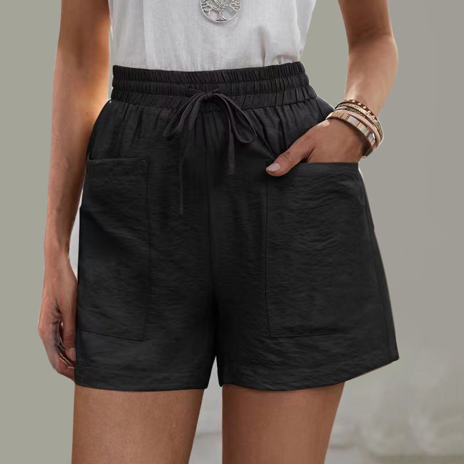 High Waist Cargo Pants Women Women Casual Loose Shorts Elastic Waist