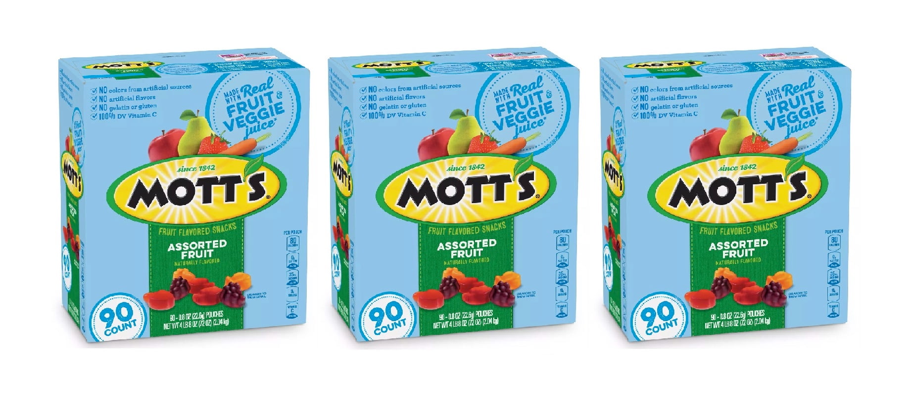 Mott's Fruit Flavored Snacks Assorted Fruit (90 ct.) 3PK