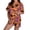 Orange, variant on JIANLAI Nightgown Women's Cute Ghost & Floral All‑Over Print Notched Lapel Button‑Down Short‑Sleeve Top & Elastic Waist Shorts Loungewear Multiple Patterns Available S‑XXXL