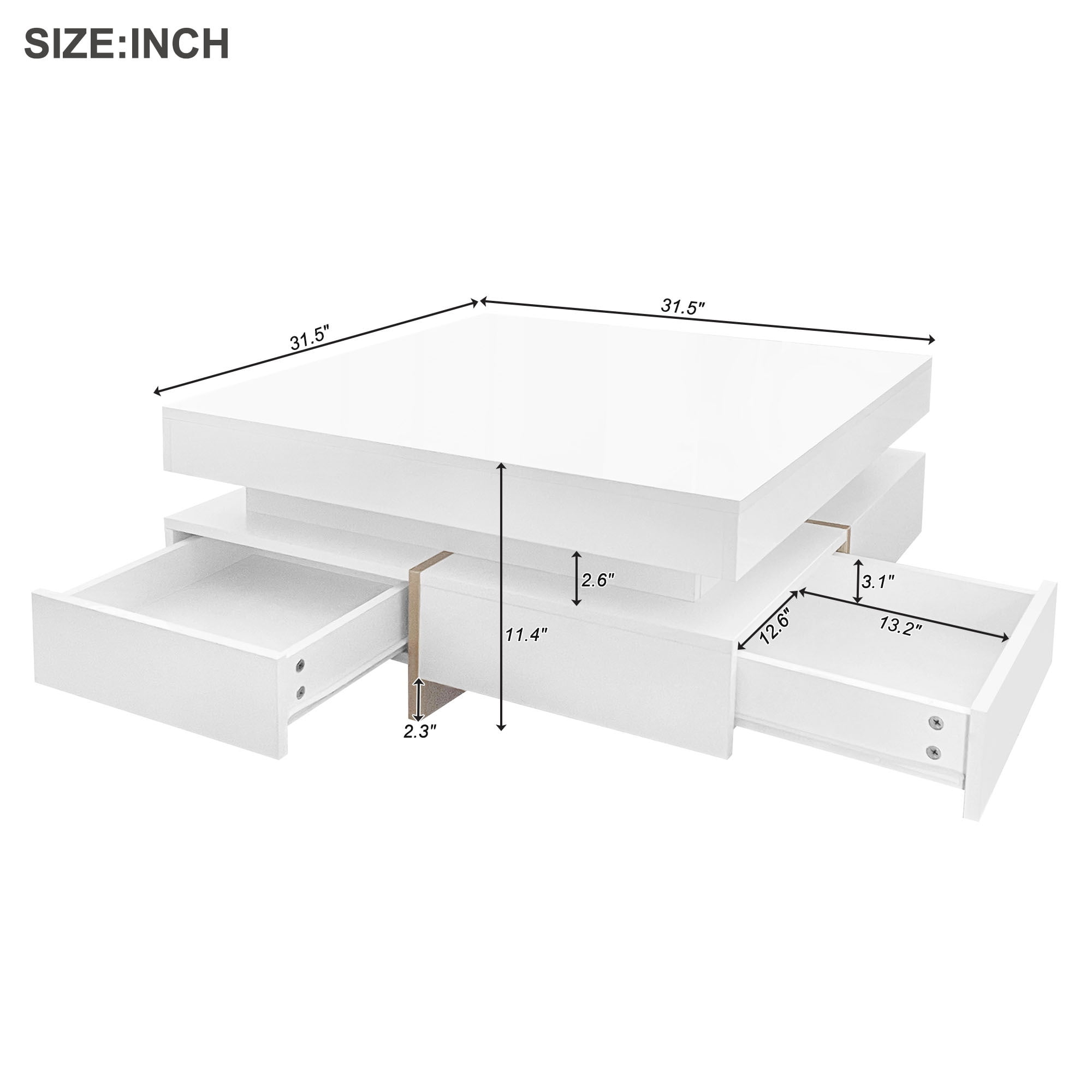 Euroco Storage Particle Board Coffee Table, White