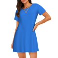 thumbnail image 1 of Fotbe Dodgerblue Bata de Dormir para Mujer con Estampado, Camisón de Algodón de Manga Corta, Ropa de Dormir Casual, 1 of 6