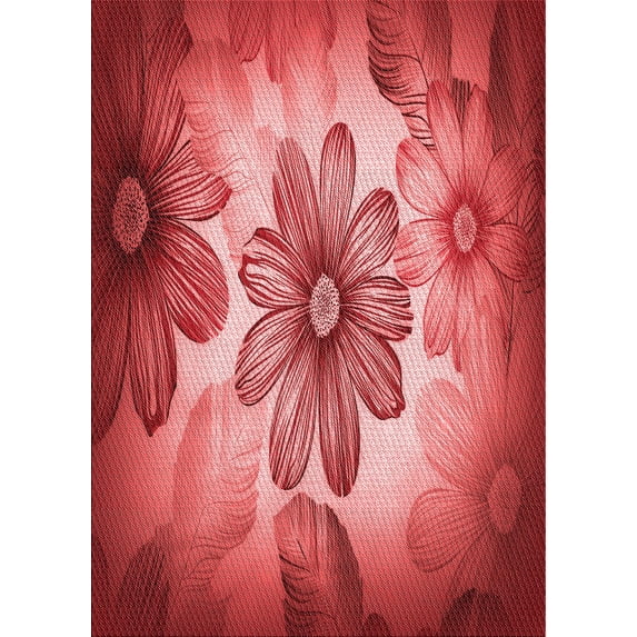 Ahgly Company Machine Washable Indoor Rectangle Transitional Red Area Rugs, 8' x 10'