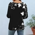 thumbnail image 4 of Tops for Women 3/4 Sleeves Printed T-shirt Blouse Round Neck Casual Top,Womens Tops Plus Size Black XL, 4 of 6
