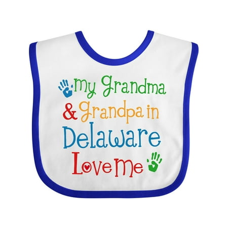 

Inktastic Delaware Grandma Grandpa Love Me Gift Baby Boy or Baby Girl Bib