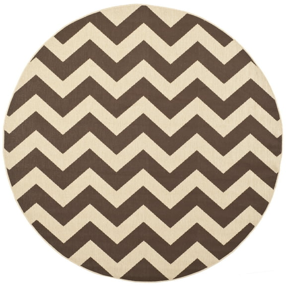Safavieh Courtyard Bailey Chevron Indoor/Outdoor Area Rug, 6'7" x 6'7" Round, Dark Brown