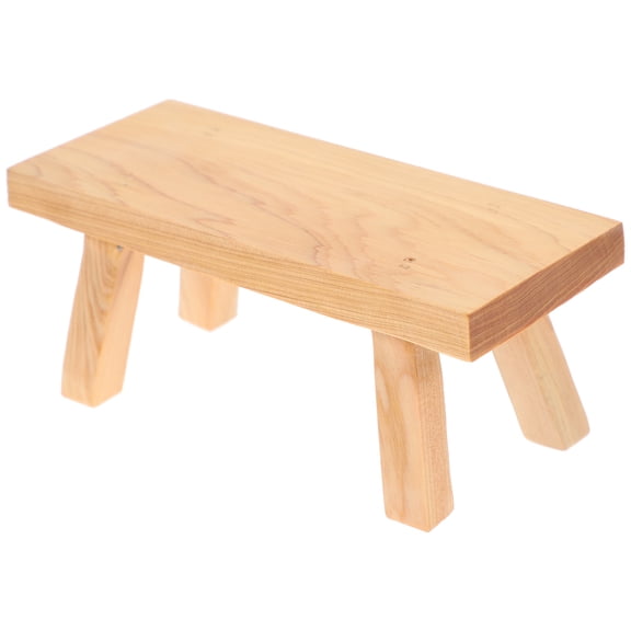 UPGRATOR Small Wooden Foot Stool, Decor in Khaki, Compact 5.5x2.2x2.0 Inch, 1 Pack