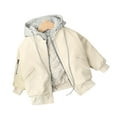 thumbnail image 2 of Esaierr Girls Boys Hooded Leather Jackets Padded Faux Leather Zipper Coats Clothes for 9M-9Y, 2 of 5