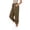Brown, variant on Women's Solid Color Cotton Linen Blend High Waist Cropped Pants Side Pockets Tie Hem Flattering Fit Casual Long Pants Purple