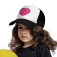 thumbnail image 3 of PAYOHTO Kids Pink Bright Heart Pattern Baseball Hat Back Adjustable Mesh Breathable Hats Black Trucker Cap Outdoor Fishing Sun Caps for Boys or Girls ages 4-10, 3 of 9