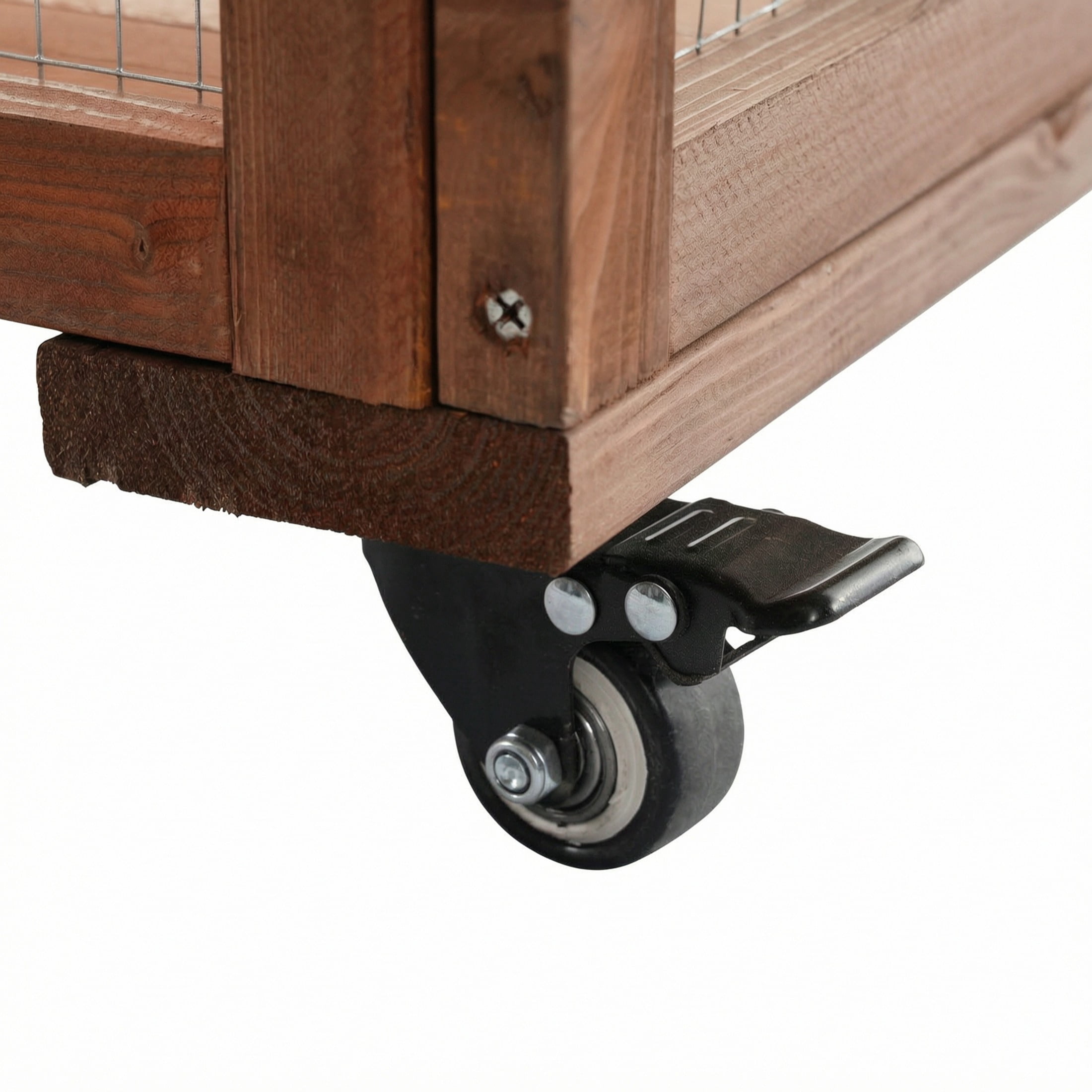 Christopher Knight Home Large 2-Tier Outdoor Cat Enclosure, Solid Fir Wood Cat Cage with Wheels, Dark Brown