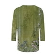 thumbnail image 5 of Bovemsi Women's Casual 3/4 Sleeve T Shirts 2025 V Neck Tunic Tops Cute Tees Blouses Loose Fit Business Work Tee Top, Green Women's Summer Short Sleeve T-Shirts, S, 5 of 5